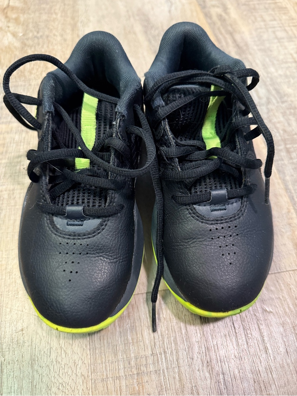Kids Black and Neon Green Under Armour Basketball Shoes Size 13K